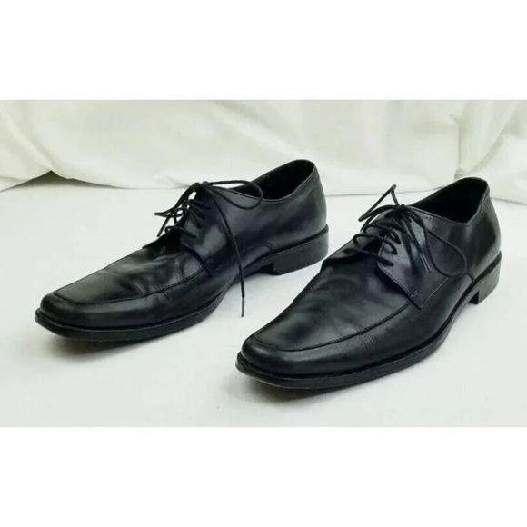 Hugo Boss Size 10 Men's Lace Up Embossed Logo Black Leather Shoes - Picture 9 of 12
